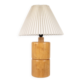 Cylindrical table lamp made of solid turned wood, France, 1970.