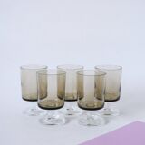 Lot de 5 verres à vin en verre fumé Made in France 1970