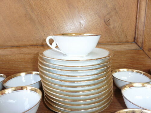 12 cups and limoges porcelain coffee saucers by A.Blin vintage Vierzon décor