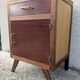 Vintage bedside table from the 50s and 60s with compass legs, Mid Century.