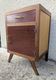 Vintage bedside table from the 50s and 60s with compass legs, Mid Century.