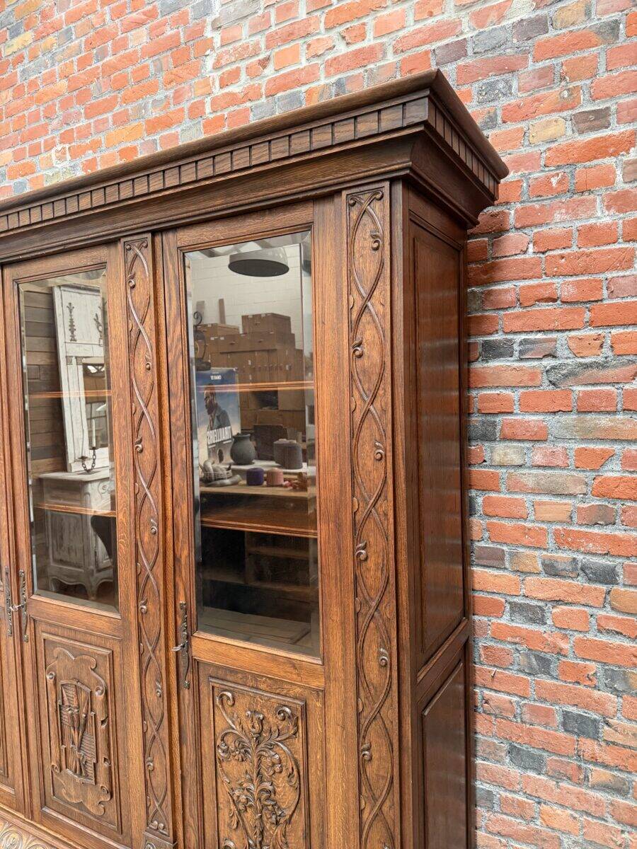 Large oak pharmacy display cabinet