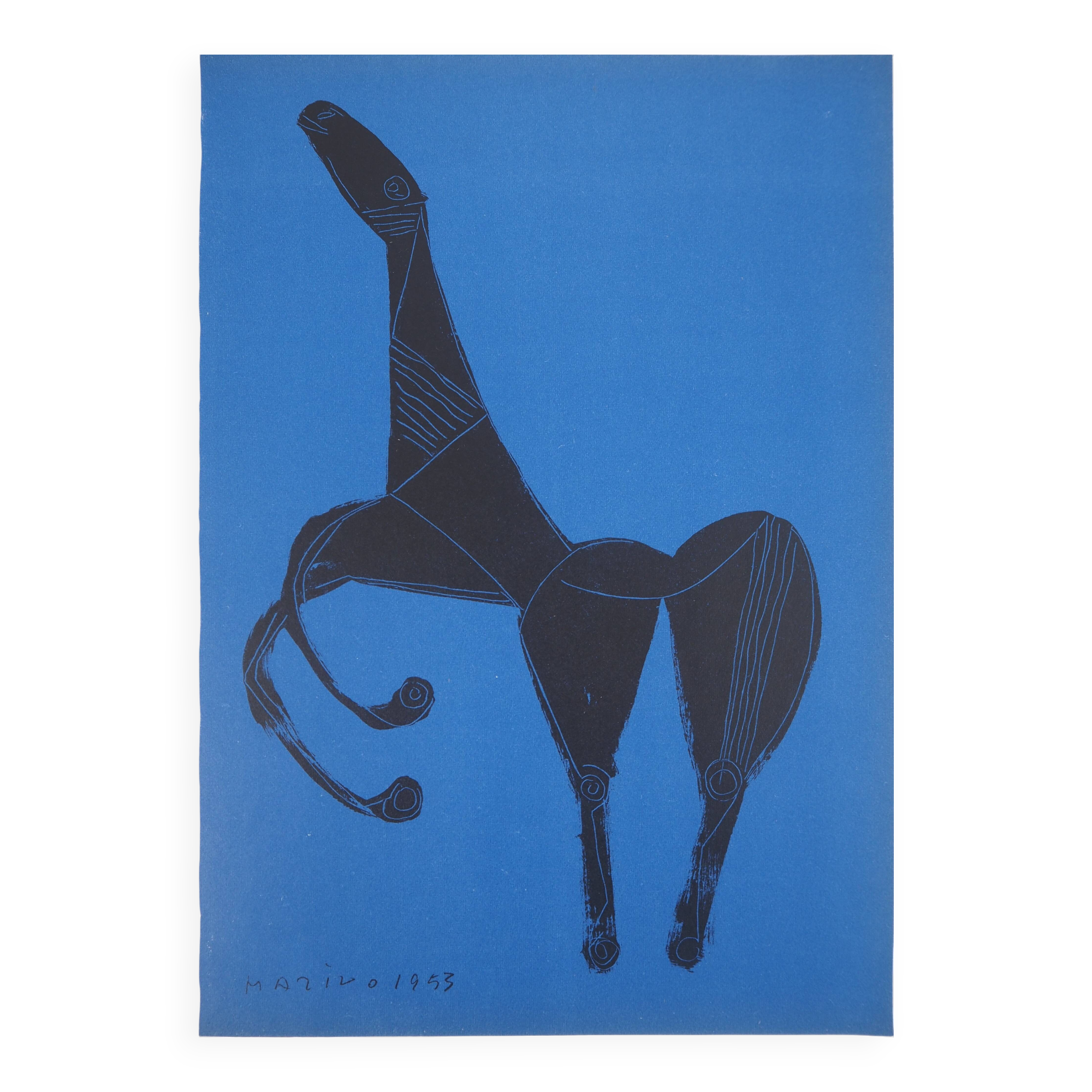 Marino Marini: The Black Horse - Original Signed Lithograph