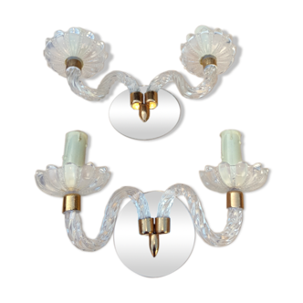 Pair of two-light wall lamps