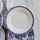 6 mismatched antique blue and white dinner plates – earthenware, porcelain