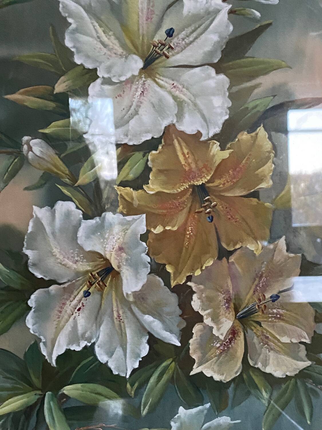 Framed silk painting