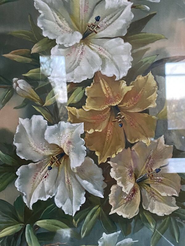 Peinture sur soie encadré