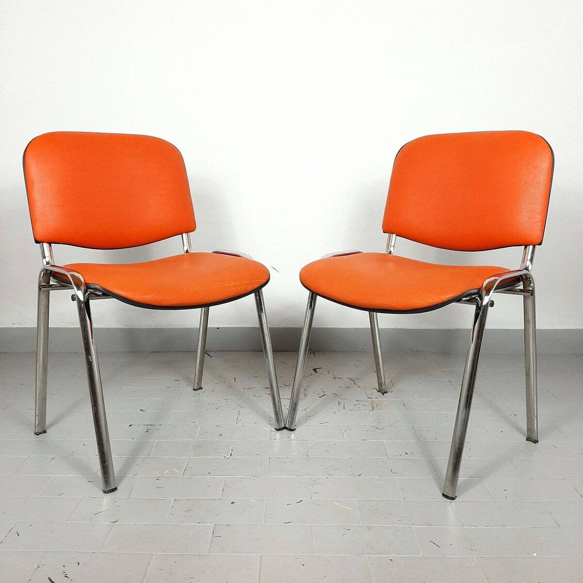 Orange office chairs, 1980s