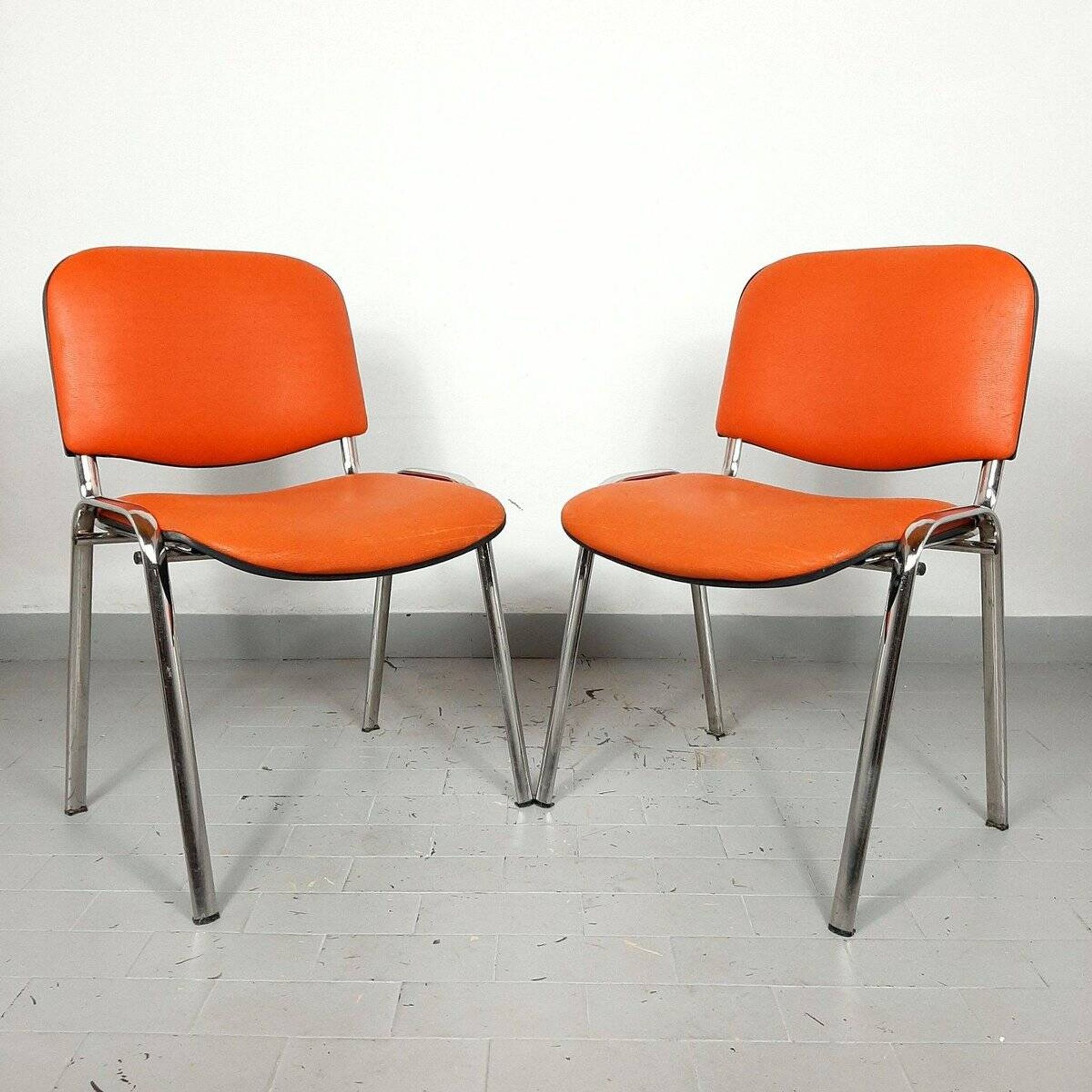Chaises de bureau orange, années 1980