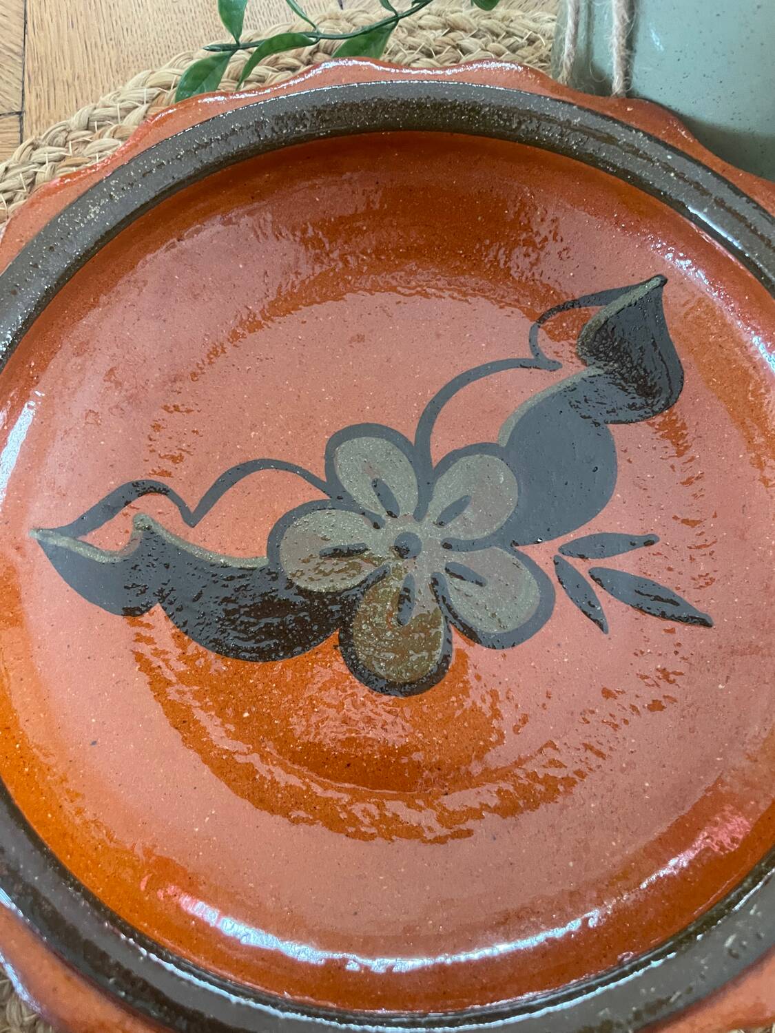 Vintage shallow dish in terracotta