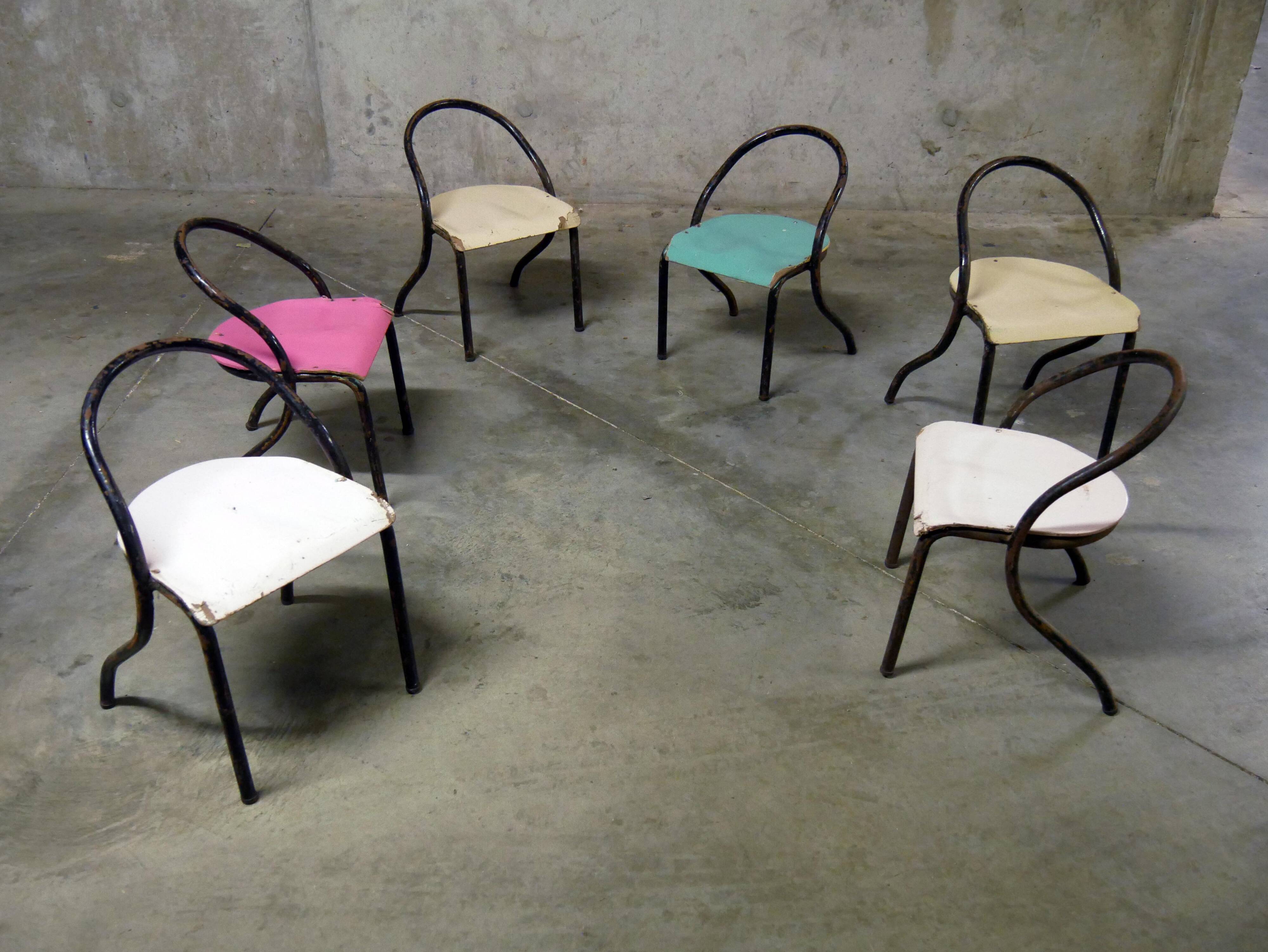 Série de 6 chaises enfant style Hitier - Vintage 1940 1950