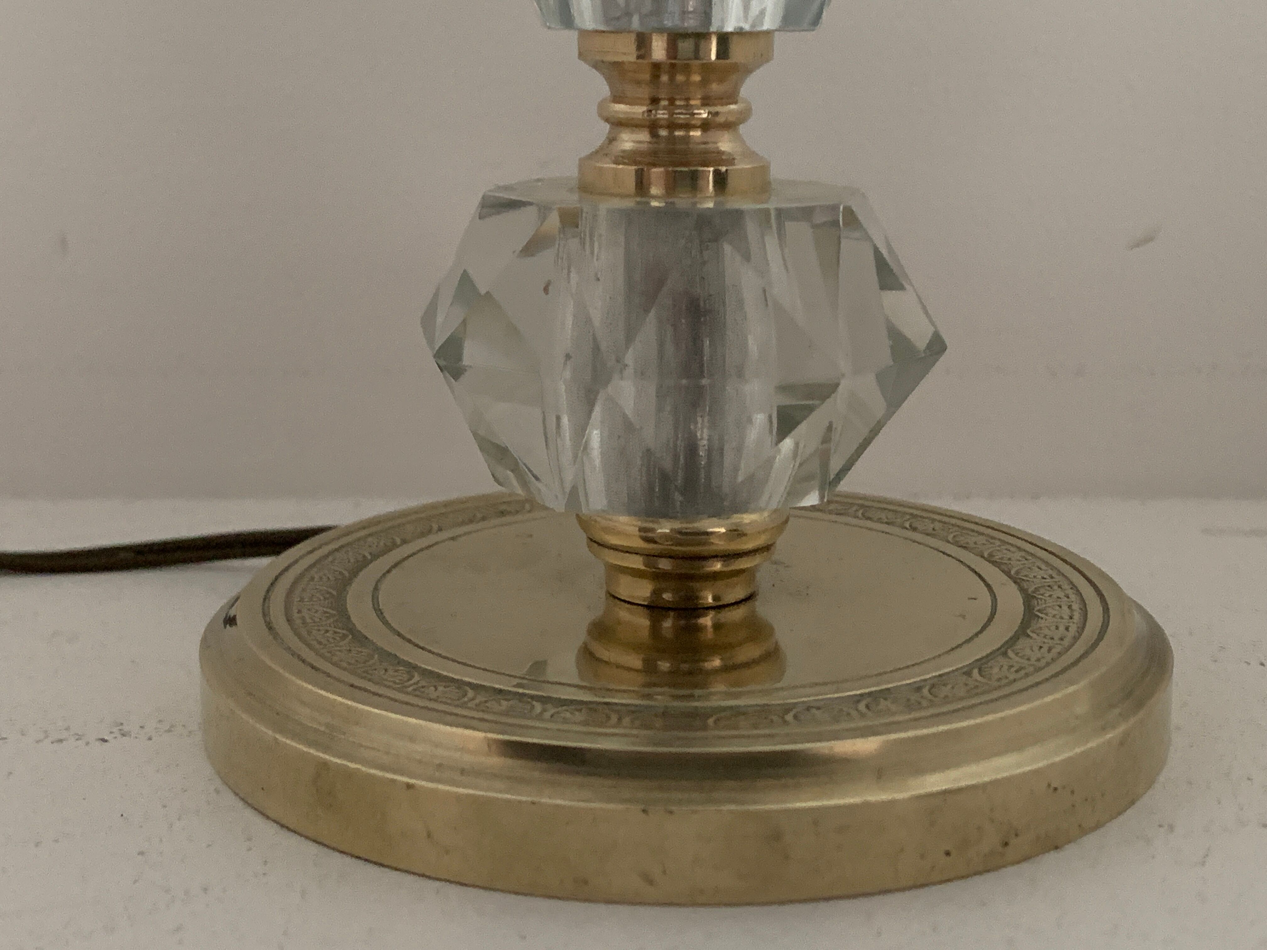 Pied de lampe en verre et métal doré