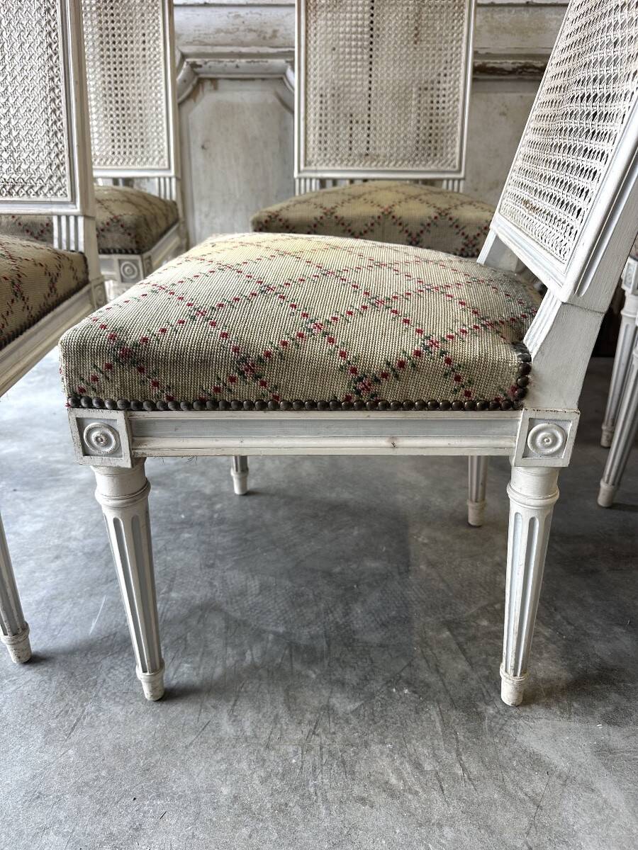 Set of 6 lacquered Louis XVI chairs circa 1950