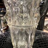 Art deco pressed molded glass vase