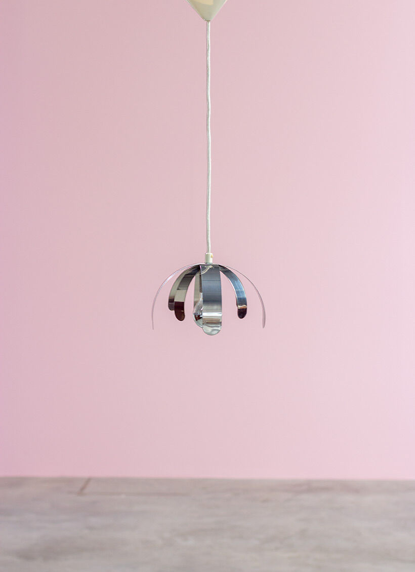 Plafonnier moderniste chromé vers 1970 France