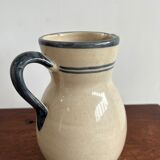 Off-white glossy ceramic decanter, hand-painted gray blue patterns H:20cm