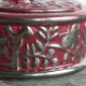 Boch Frères Keramis Rosa bowl with lid, flowers and butterflies in silver glaze.