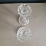 Pair of antique molded glass candlesticks