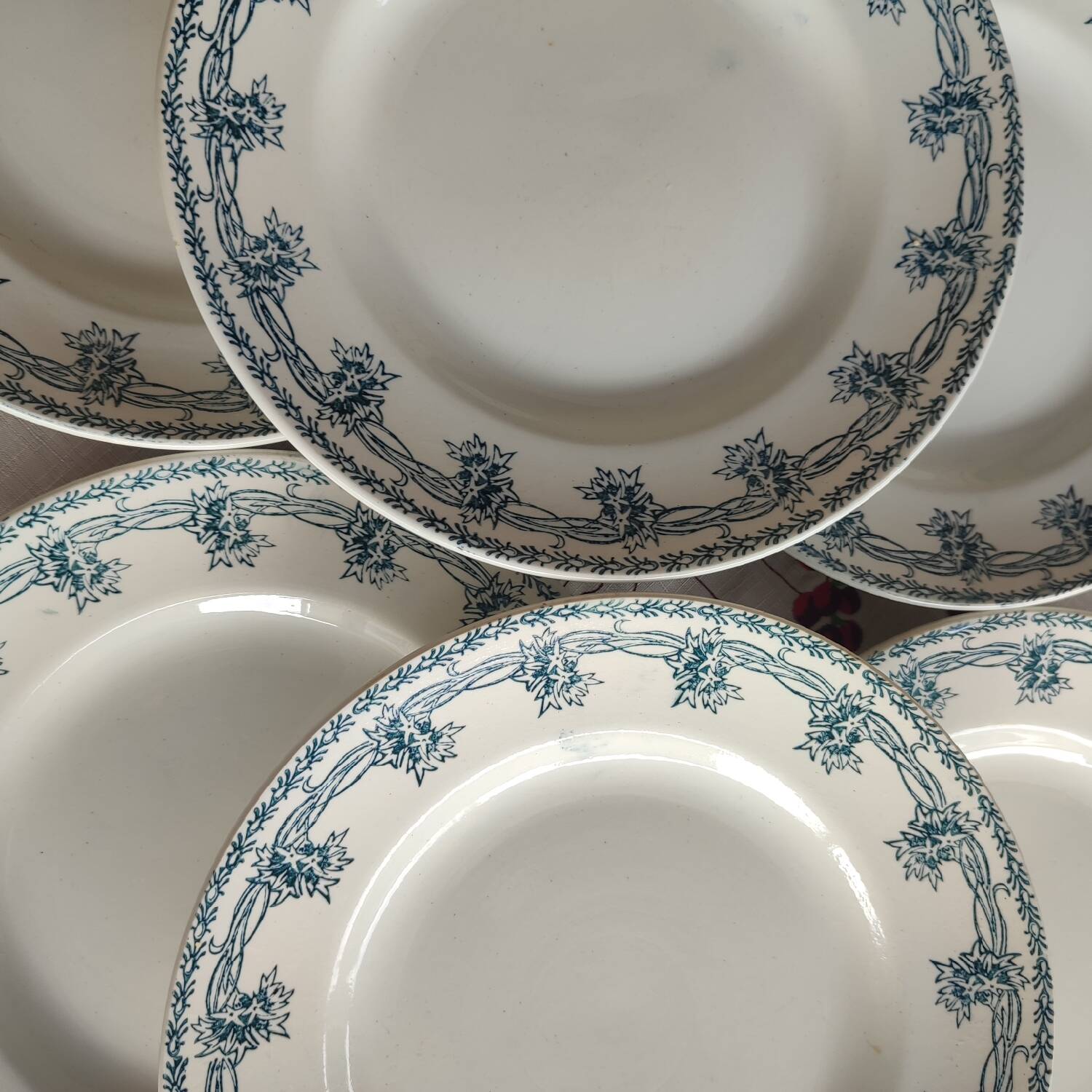 Set of 6 iron earth flat plates St Amand 4006