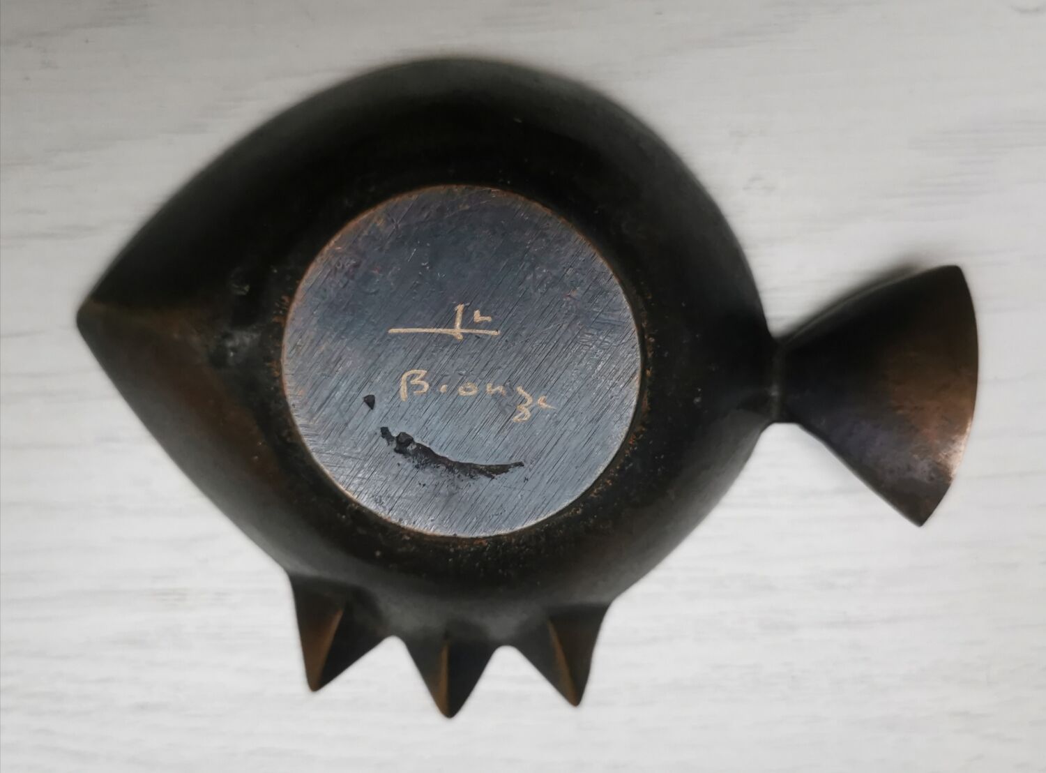 Ashtray bronze fish Jacques Lauterbach