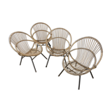 Set of 4 Rattan armchairs