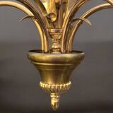 Vintage chandelier in gold metal and mother-of-pearl petals - 5 branches