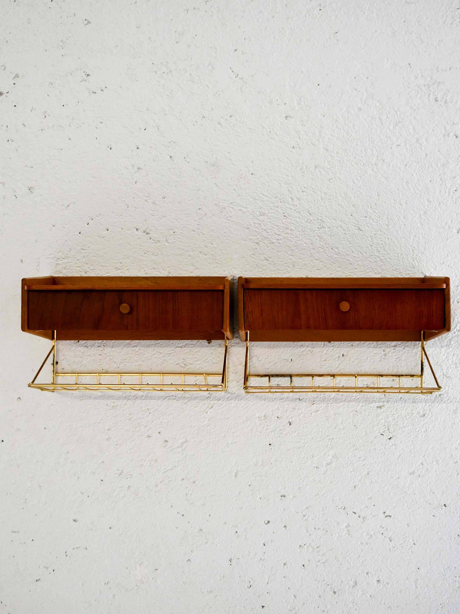 Pair of 1950s Scandinavian wall-mounted nightstands