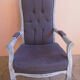 GREY PATINATED VOLTAIRE ARMCHAIR AND ANTHRACITE FABRIC