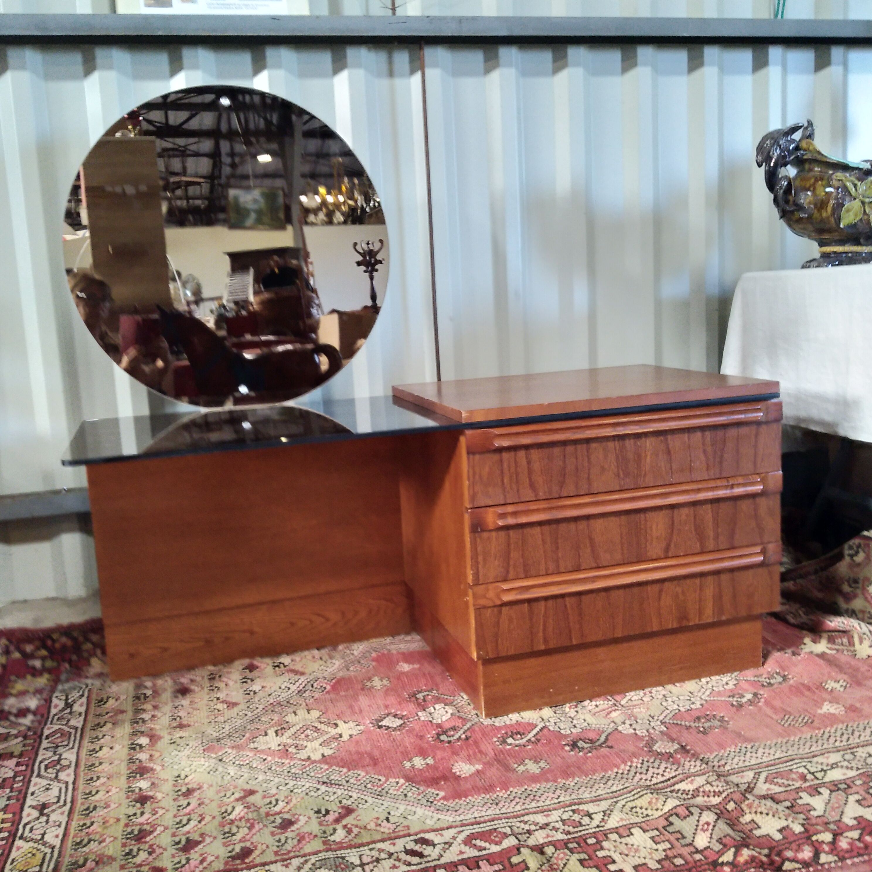 Wood and glass dressing table 1970