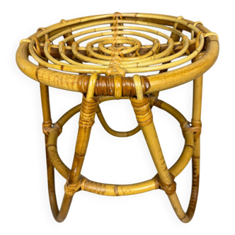 Tabouret en rotin des années 70