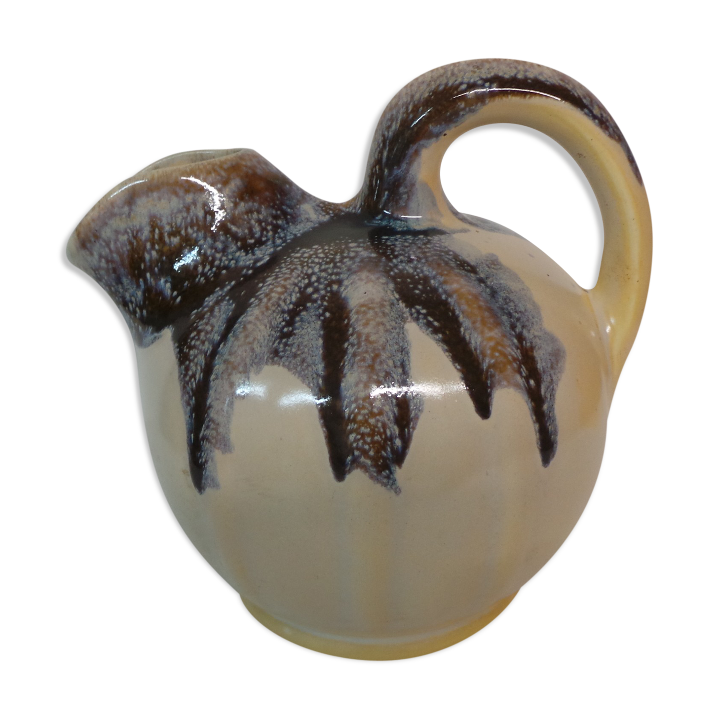 Blue brown brown varnished pitcher