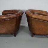 Vintage Dutch cognac coloured leather club chair, set of 2