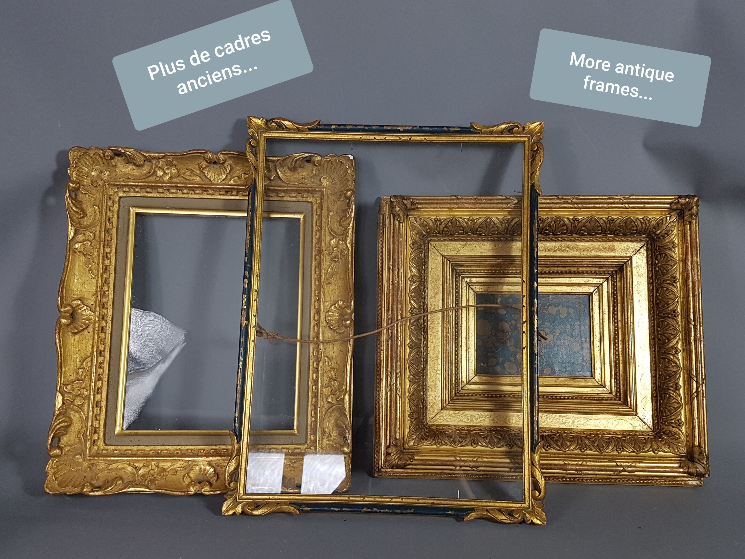 Old frame carved gilded wood 38x32 cm, leafing 26.3x20.3 cm