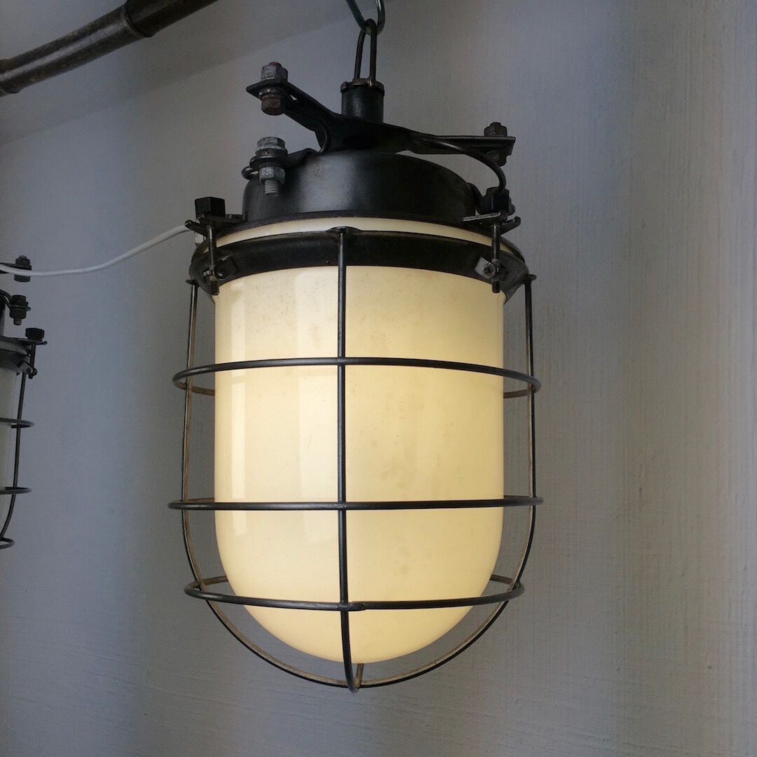 Large hanging metal and opaline