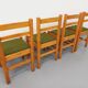 Set of 4 vintage chairs in pine and khaki green bouclette fabric from the 70s
