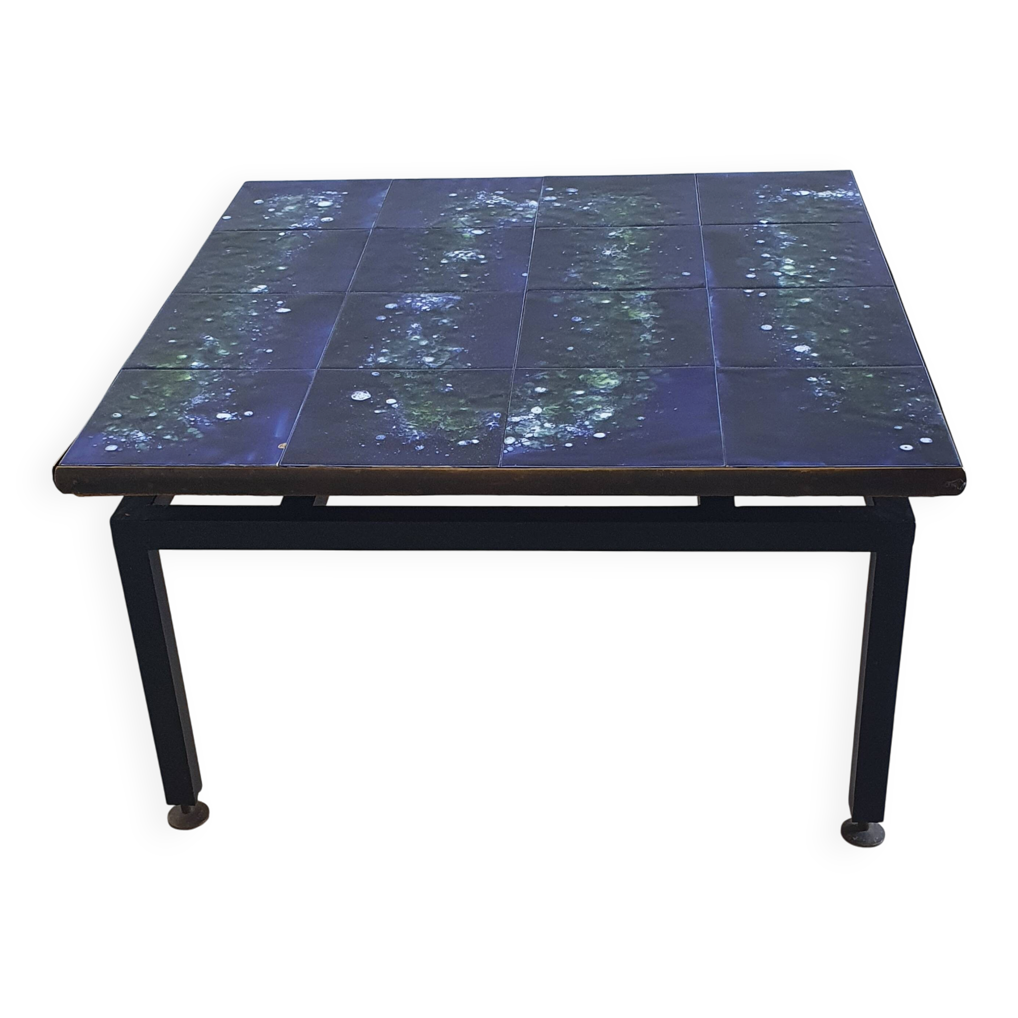 Table basse en céramique et fer forgé