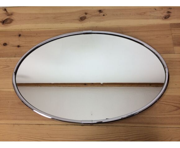 Oval mirror 51 x 81 cm chrome 1970 | Selency