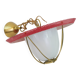 Suspension in perforated red lacquered metal, brass and opaline in the style of Mathieu Matégot