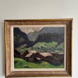 Oil on wood, Village of the Vosges - Georges GONTHIER (1886-1969)