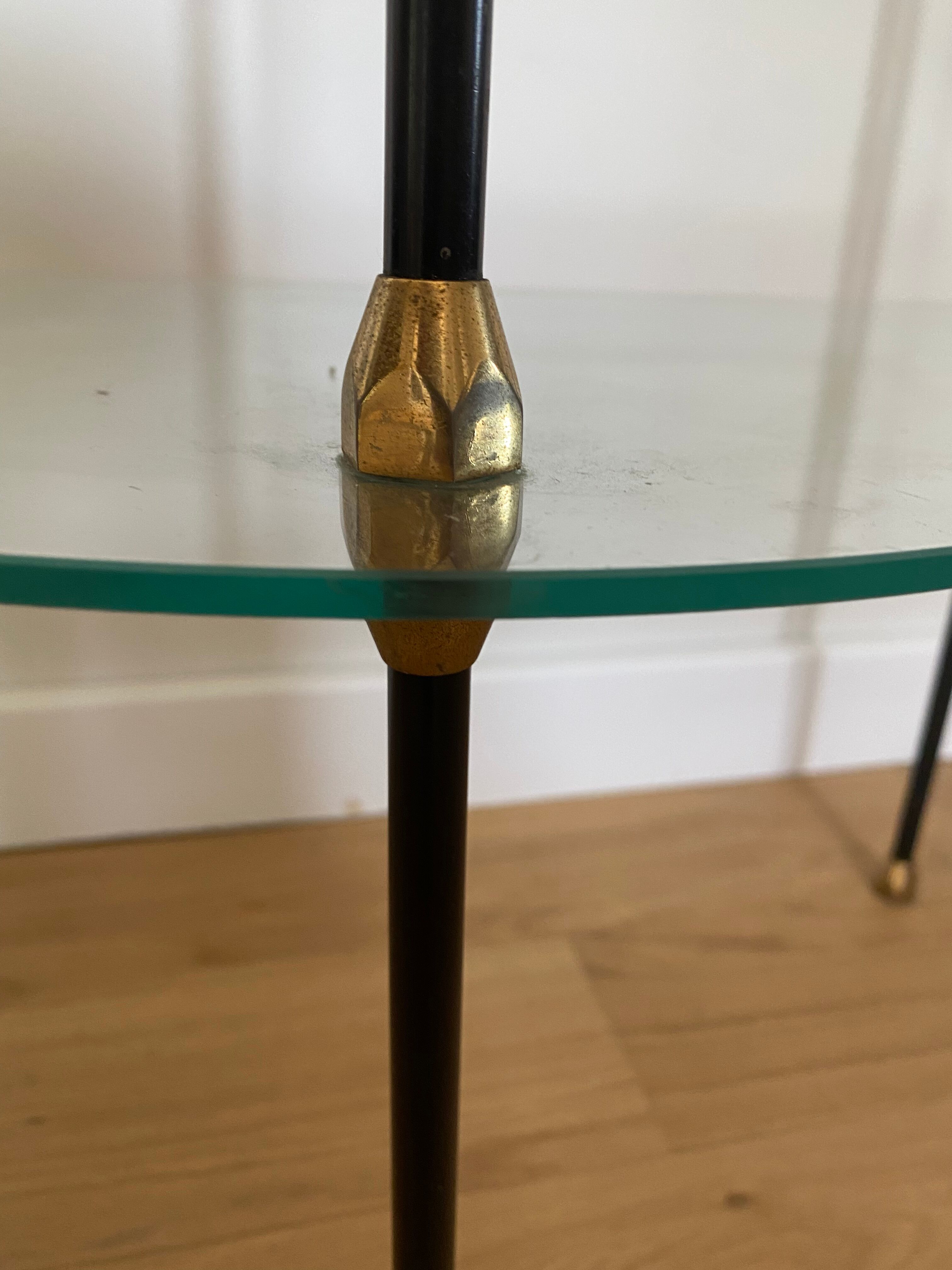 Glass and iron tripod console 1950