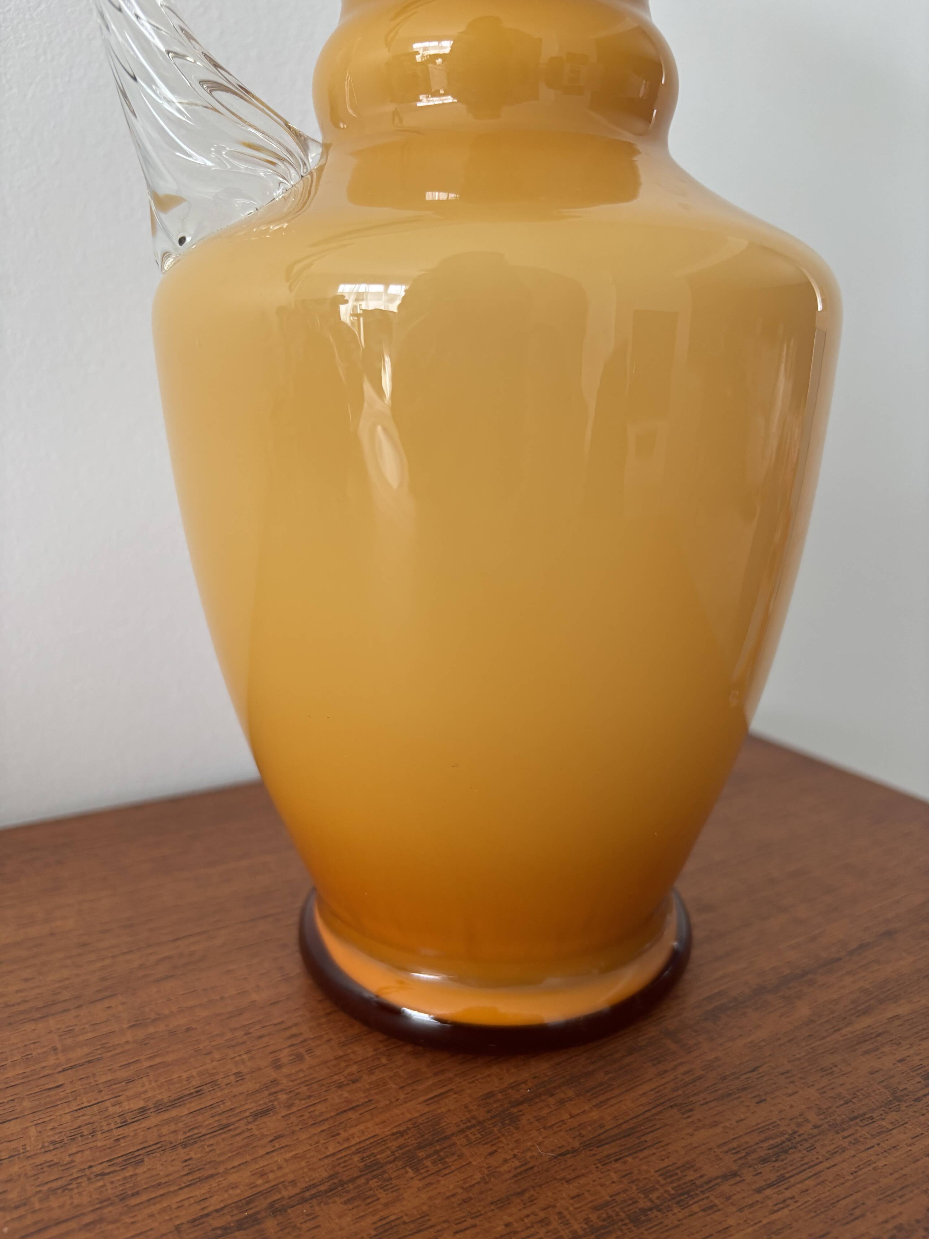 Vintage amber opaline vase retro mid-century glassware