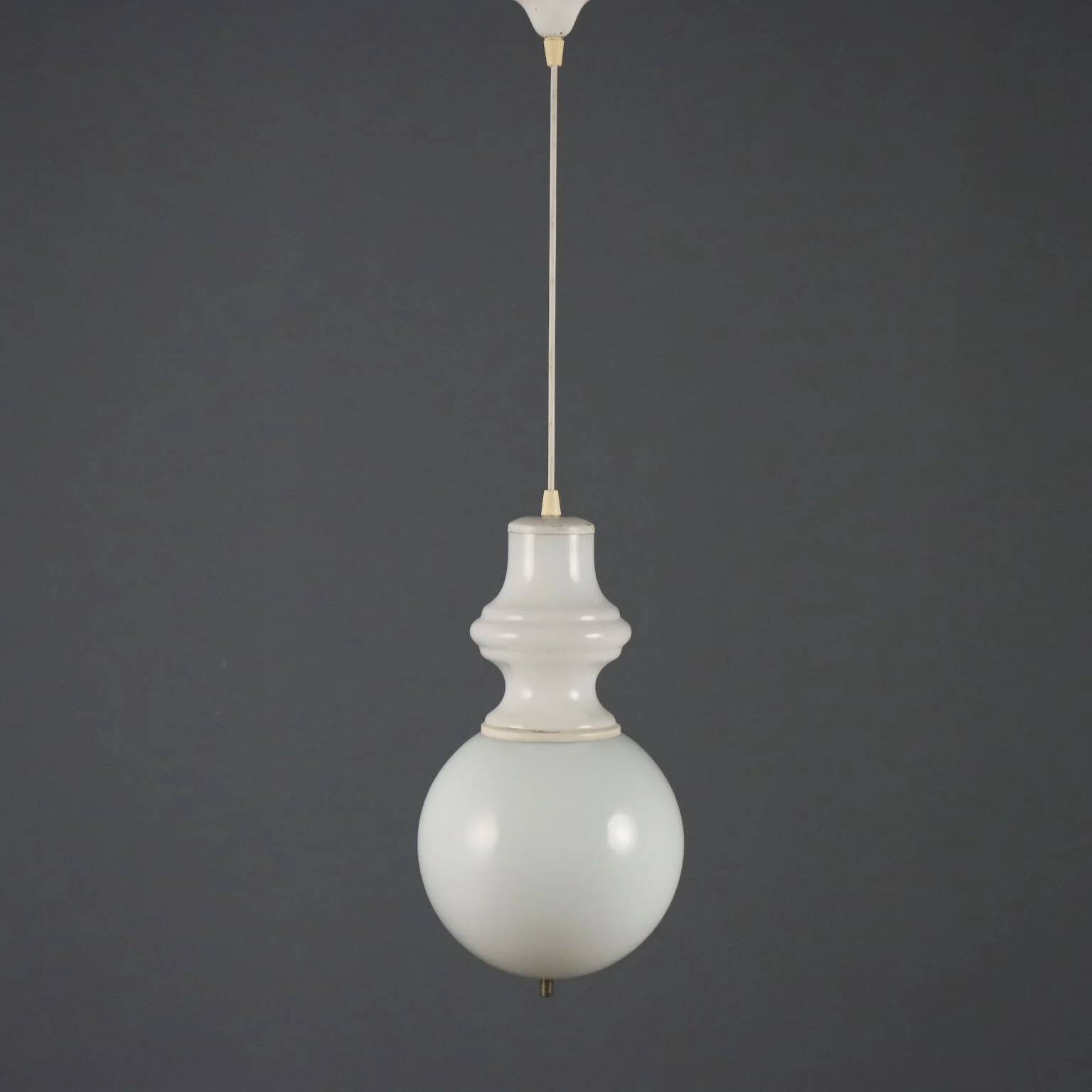 Lustre vintage des années 1960 en verre blanc