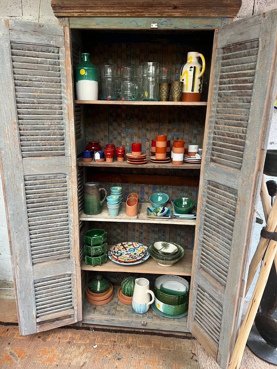 Wooden shuttered wardrobe