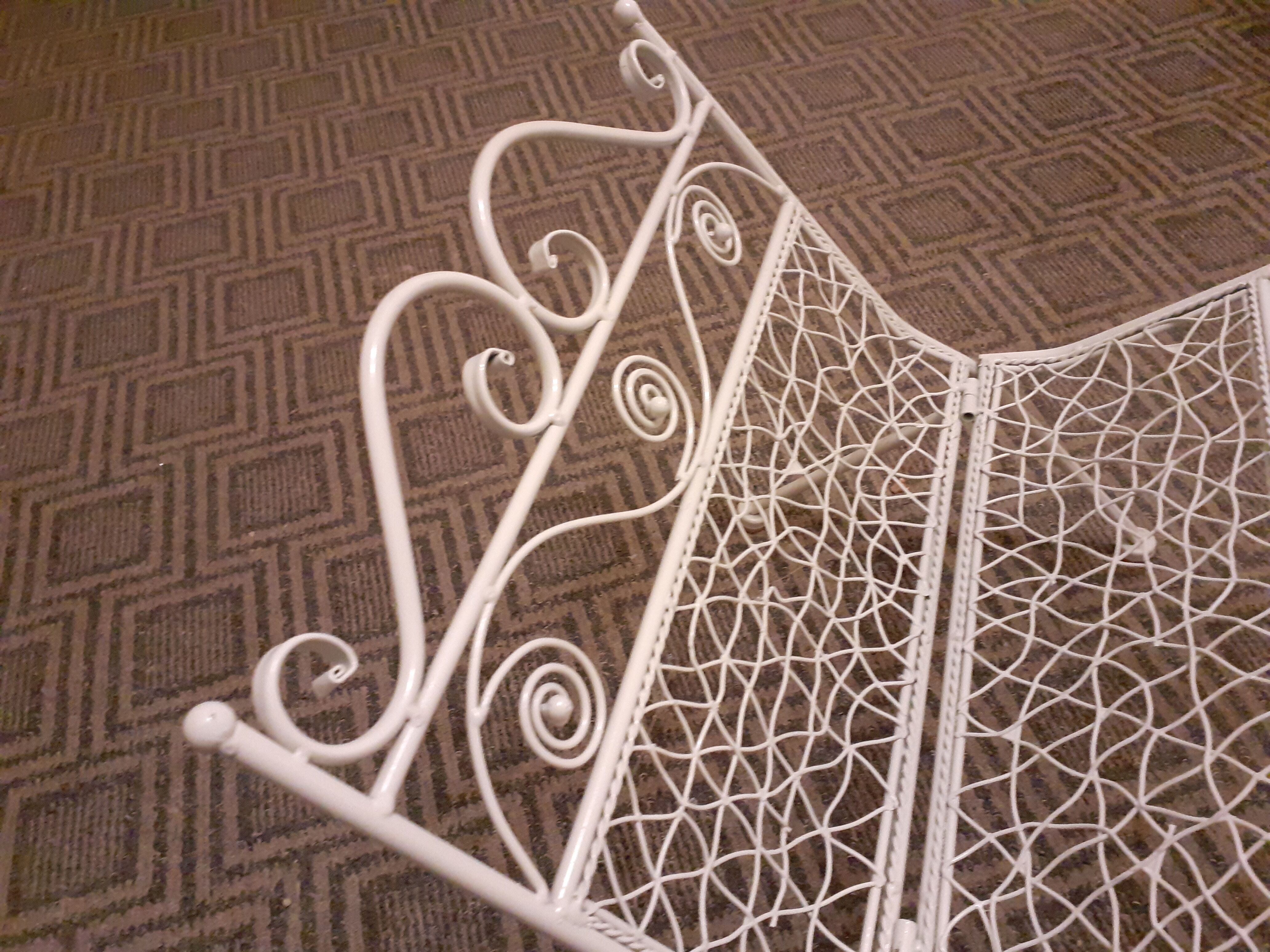 Metal magazine rack, Vintage forged iron magazine rack, folding ornament magazine rack