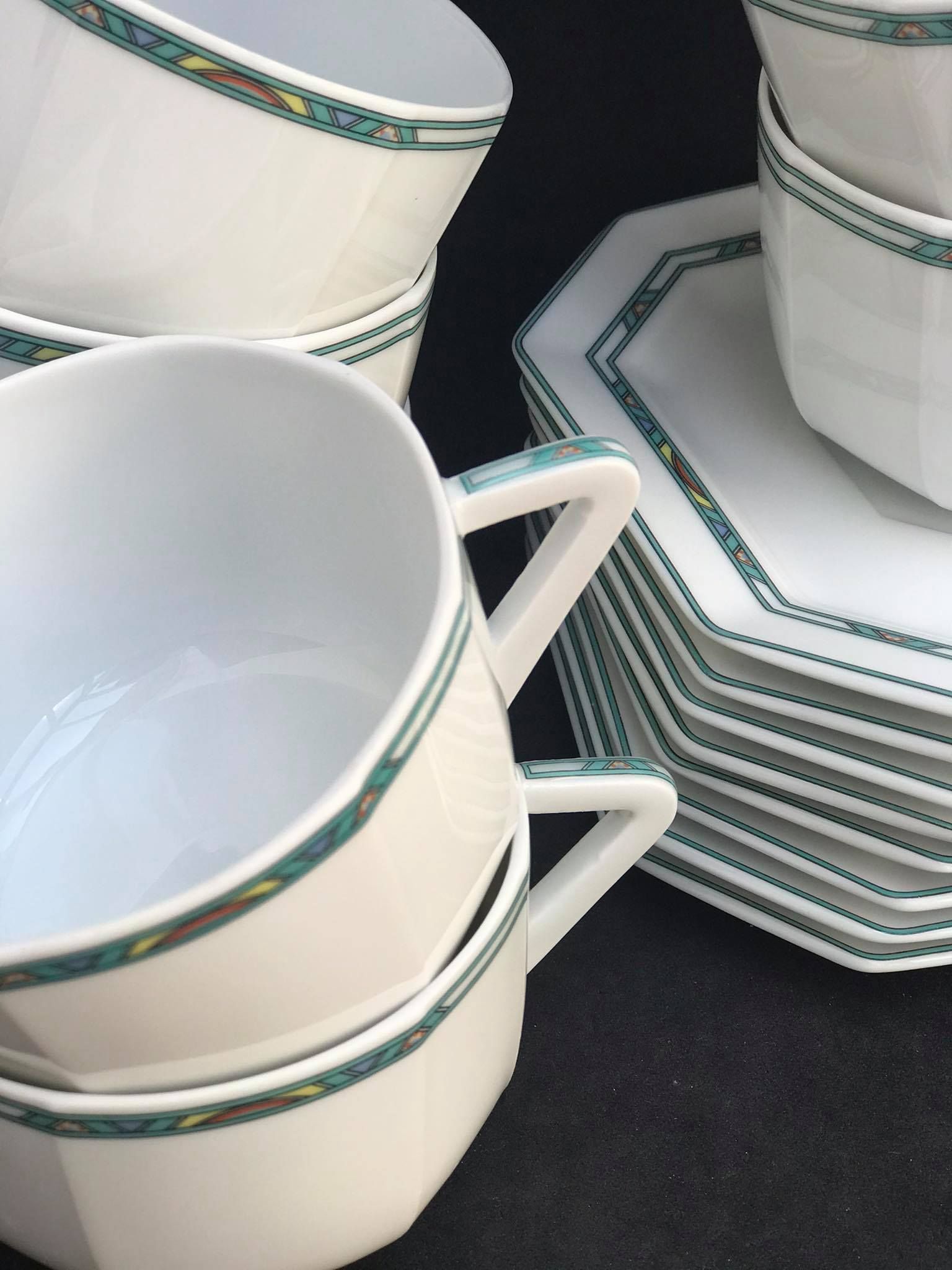 8 coffee tea cups and 8 porcelain saucers Limoges Bernardaud Paul Poiret