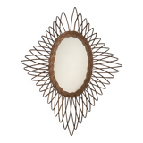 Vintage woven wicker mirror