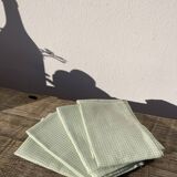 4 green rectangular napkins \u00e0 vintage tiles