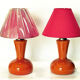 Paire de lampes de table verre orange 1960's