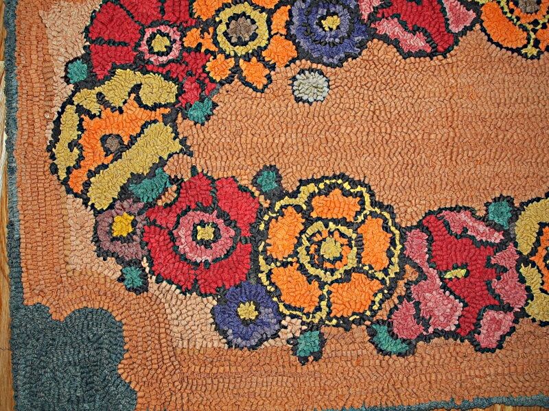 Carpet American made hooked hand 62x113cm - 1920
