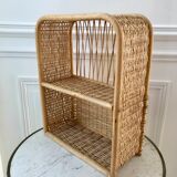 Rattan and light bamboo shelf 60s-70s